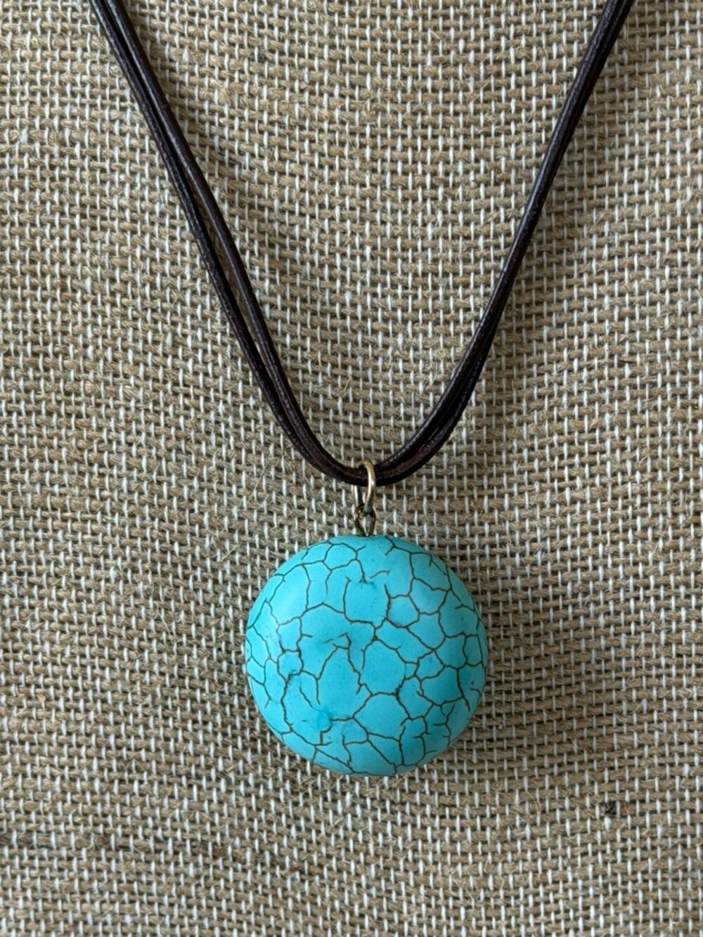 Athens Protasis Blue Howlite Pendant Leather Cord Necklace - Picture 2 of 8